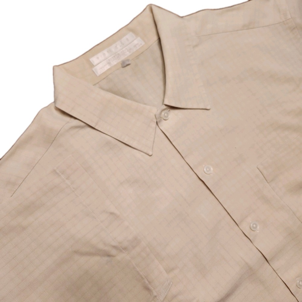 Vintage 90s Perry Ellis Camp Shirt Yellow Short Sleeve Button Up Golf Size L